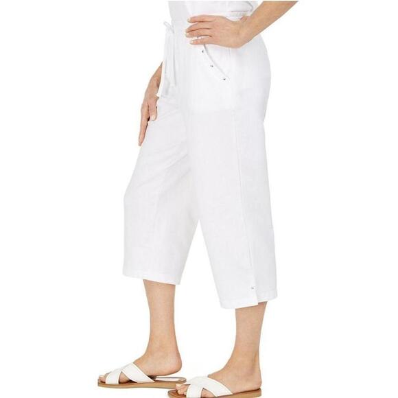 Karen Scott Drawstring-Waist Capri Pants White L - Picture 2 of 4